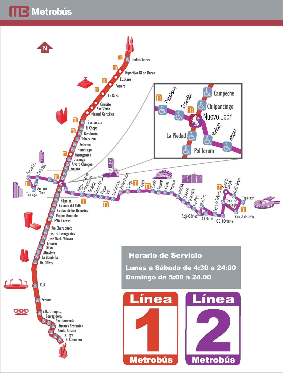 mapa метробуса Meksyk