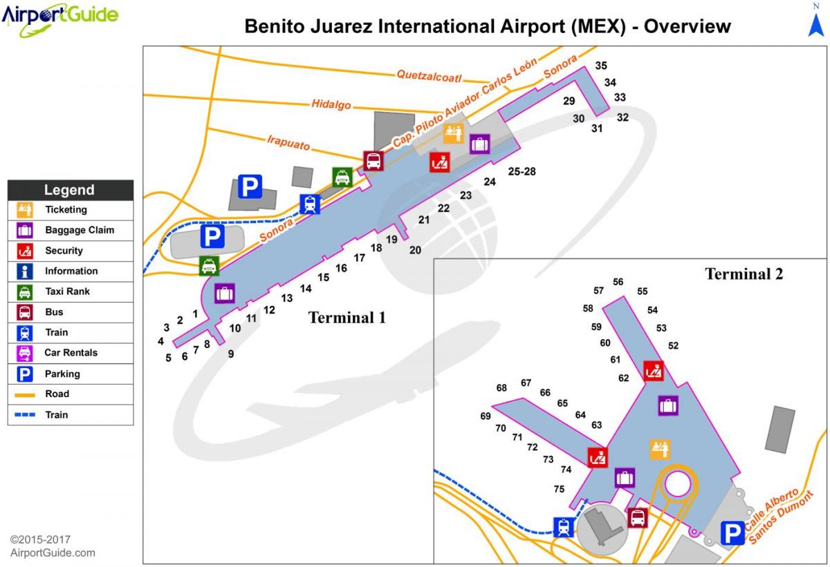 Benito Juarez międzynarodowego lotniska mapie