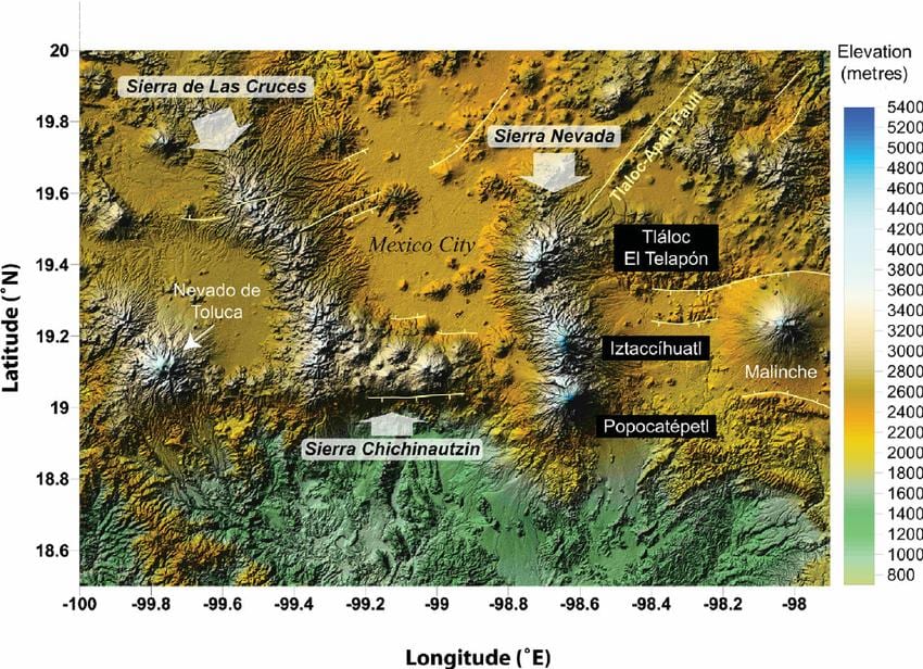 mapa Meksyku terenu miasta 