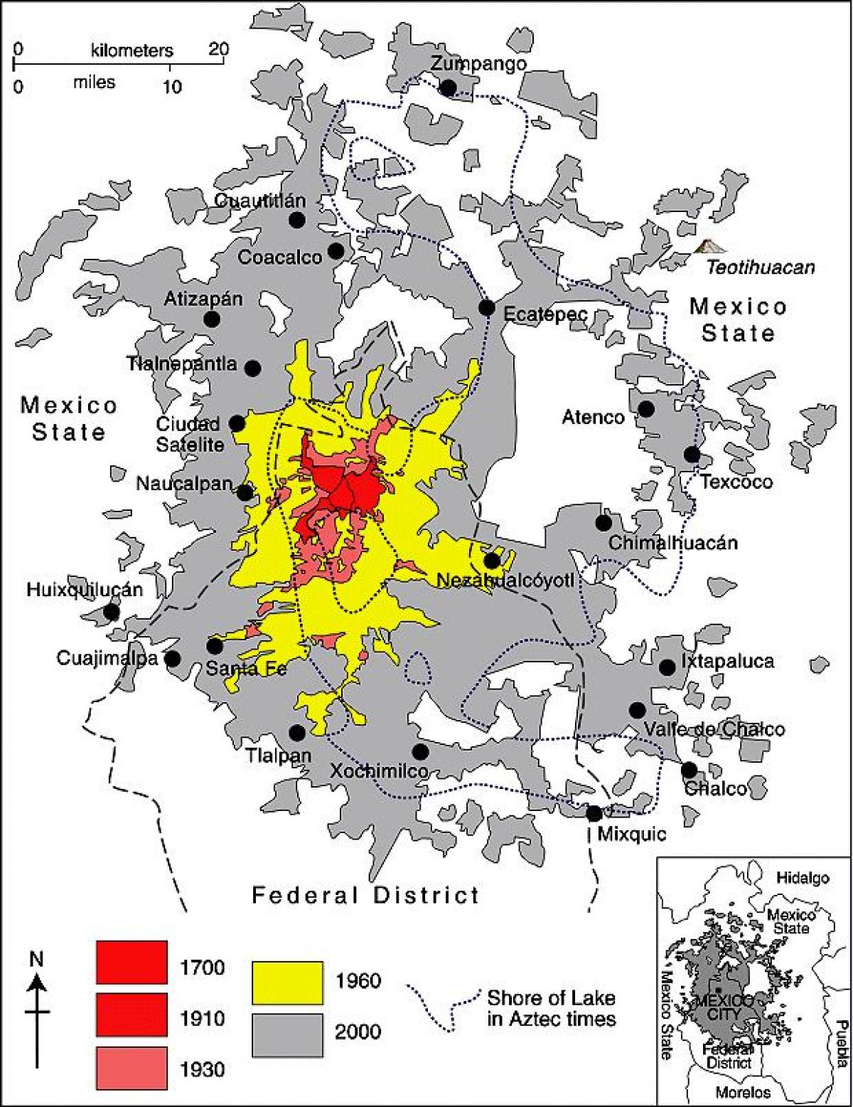 mapa Meksyku okręgu miejskiego
