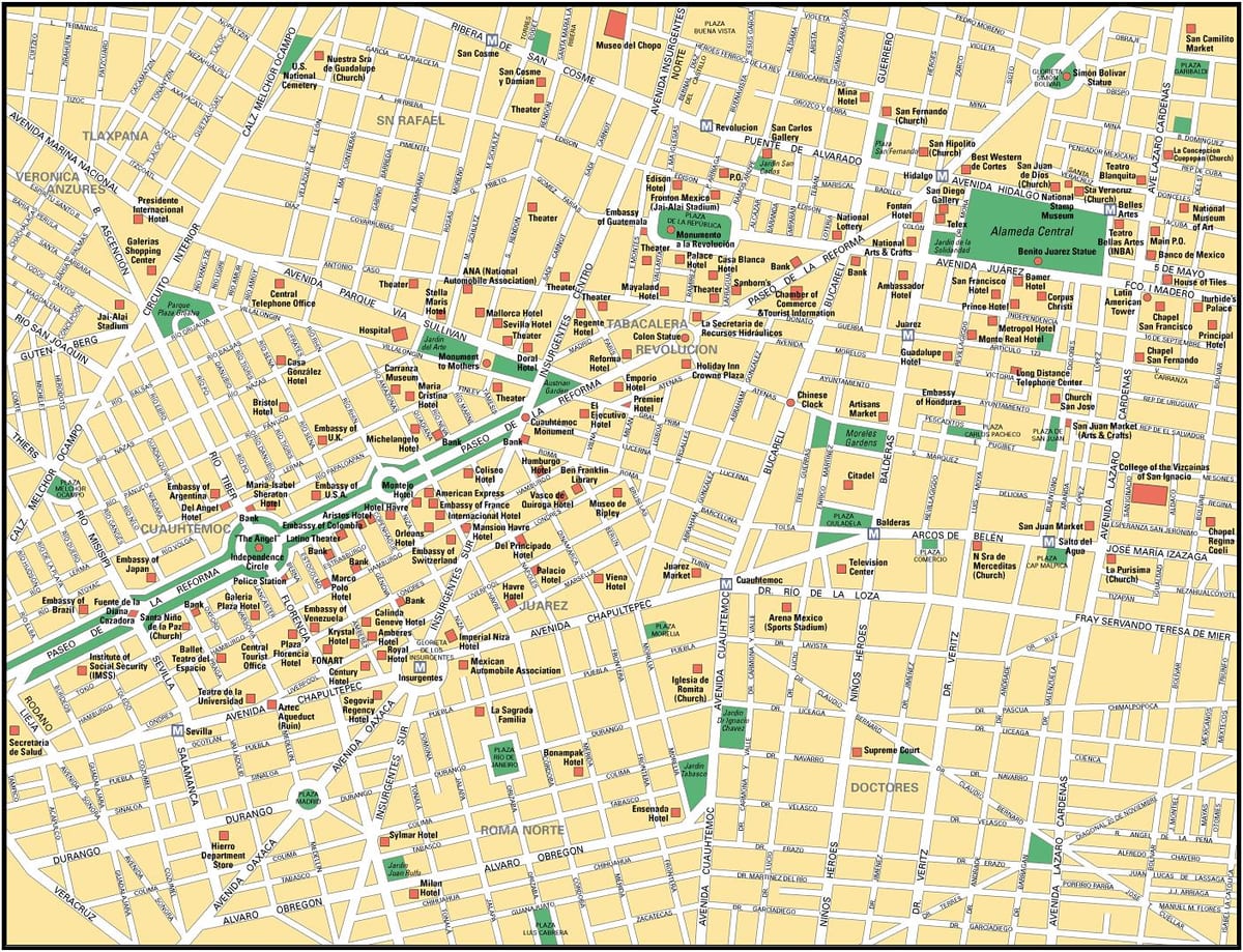 mapa Meksyku zabytki