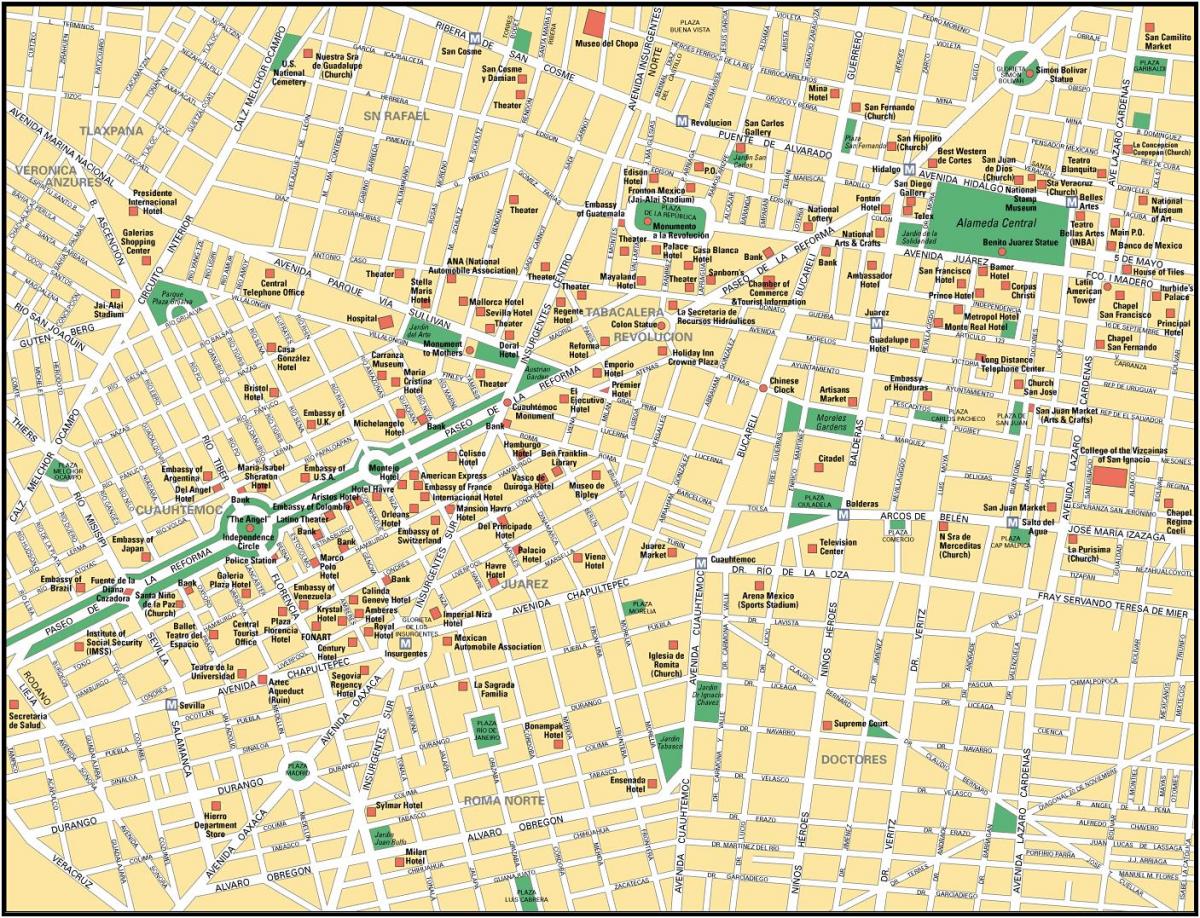 mapa Meksyku punktu miasta zainteresowanie