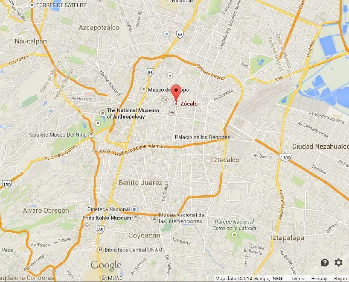 Zocalo w Mexico city mapie