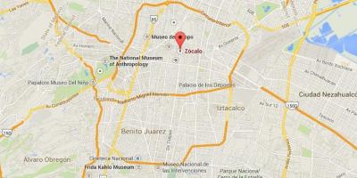 Zocalo w Mexico city mapie